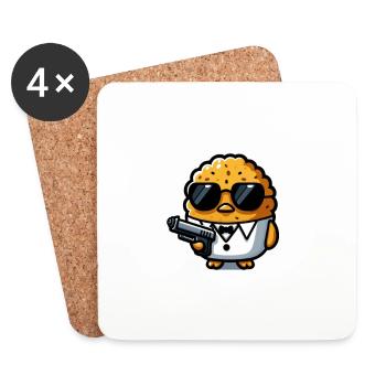Croquettes de poulet drôle pépite de poulet dessin - Dessous de verre (lot de 4) - blanc - Devant