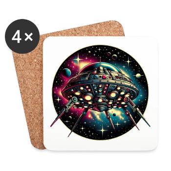 Fantastic spider spaceship in space - Coasters (set of 4) - white - Front
