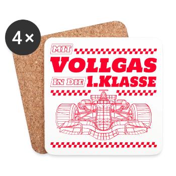 Einschulung Schulkind Rennauto "Mit Vollgas..." - Untersetzer (4er-Set) - Weiß - Vorne