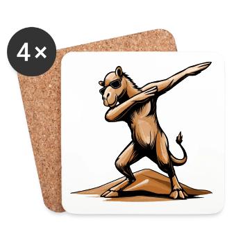 Dabbing Camel. Flair arabe dans le désert de Dubaï - Dessous de verre (lot de 4) - blanc - Devant