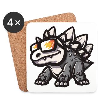 Dinosaur stegosaurus Cool Comic - Coasters (set of 4) - white - Front