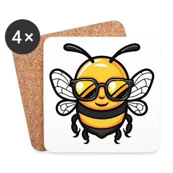 Abeille Cool BD - Dessous de verre (lot de 4) - blanc - Devant