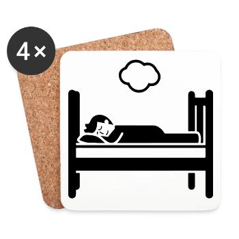 Schlafen Bett - Untersetzer (4er-Set) - Weiß - Vorne