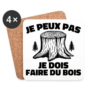 je peux pas je dois faire du bois - Dessous de verre (lot de 4) - blanc - Devant