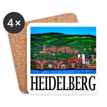 Vieux pont et château de Heidelberg - Dessous de verre (lot de 4) - blanc - Devant