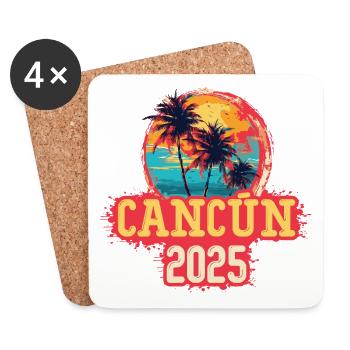 Cancun 2025 Palmen - Untersetzer (4er-Set) - Weiß - Vorne