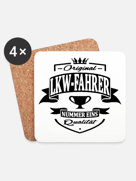 LKW fahrer - Untersetzer (4er-Set) - Weiß