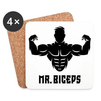 Mr. Biceps (Culturisme / Drôle / Muscles) - Dessous de verre (lot de 4) - blanc - Devant