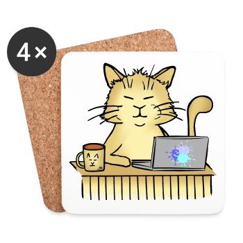 Office Cat - Untersetzer (4er-Set) - Weiß - Vorne