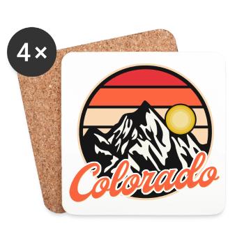 Colorado Retro Style Landscape - Dessous de verre (lot de 4) - blanc - Devant