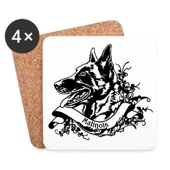 Malinois une bannière rétro n°1 - Dessous de verre (lot de 4) - blanc - Devant
