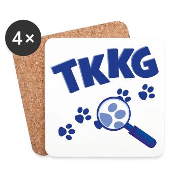 TKKG Junior Logo Mit Lupe Und Pfotenabdrücken - Untersetzer (4er-Set) - Weiß - Vorne