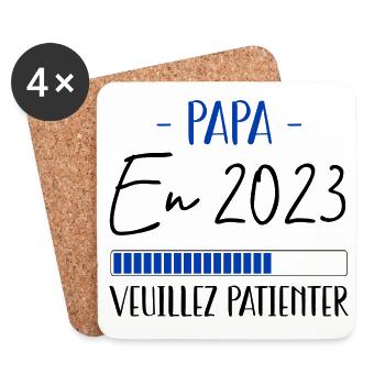 Papa en 2023 - Dessous de verre (lot de 4) - blanc - Devant