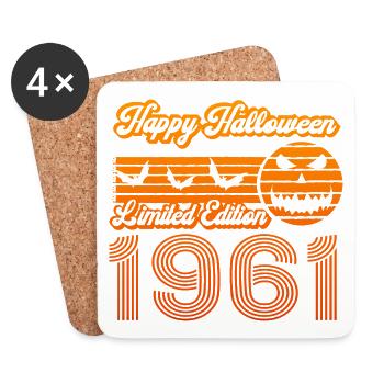 Halloween Pumpkin Birthday Year of Construction 1961 Vintage - Coasters (set of 4) - white - Front