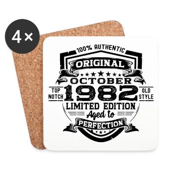 Original Octobre 1982 40th Birthday Gift Cool - Dessous de verre (lot de 4) - blanc - Devant