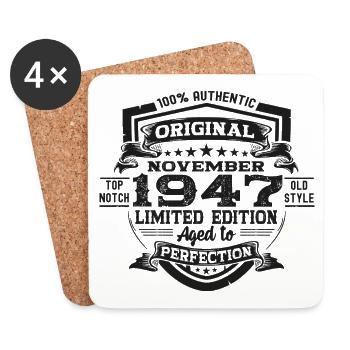 Original November 1947 75th birthday gift - Coasters (set of 4) - white - Front