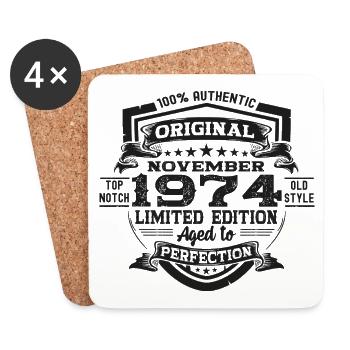 Original novembre 1974 Cadeau du 48e anniversaire - Dessous de verre (lot de 4) - blanc - Devant