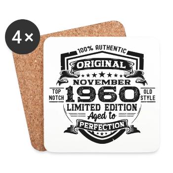 Original November 1960 62nd birthday gift - Coasters (set of 4) - white - Front