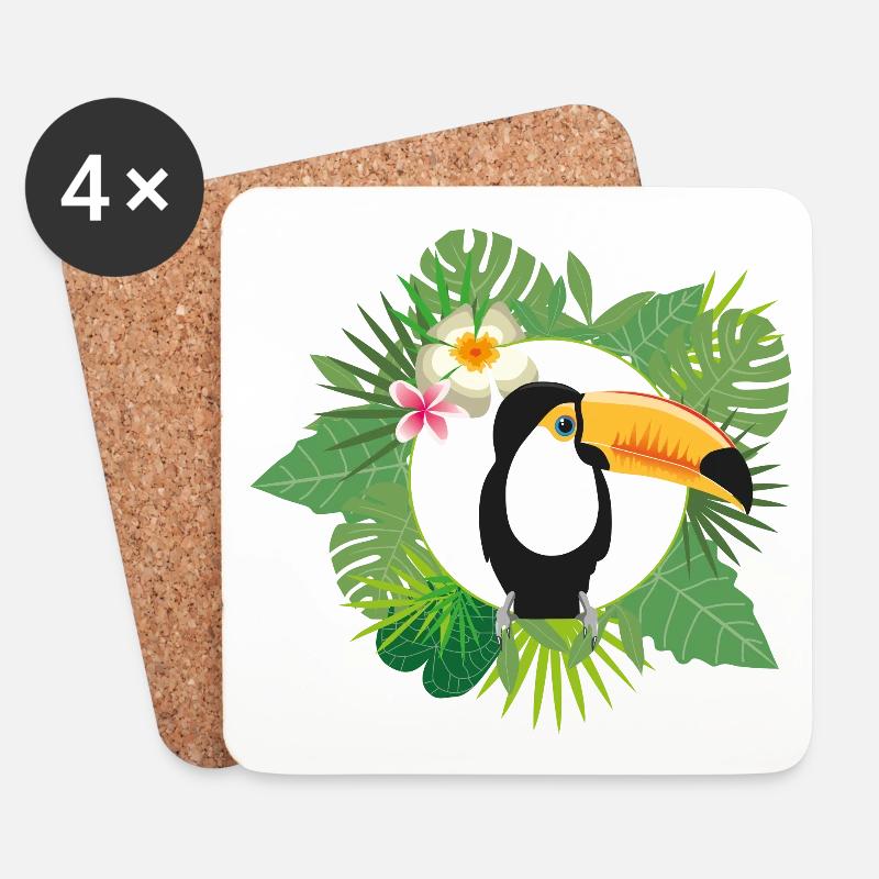 Jungle Toucan - Untersetzer (4er-Set) - Weiß