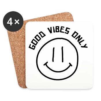 Good Vibes Only - Gute Laune T Shirt - Untersetzer (4er-Set) - Weiß - Vorne