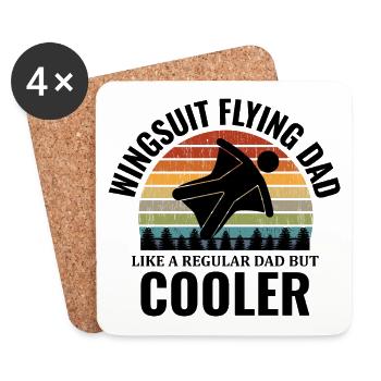 Wingsuit volant Dad Base Jumping Paradiving - Dessous de verre (lot de 4) - blanc - Devant
