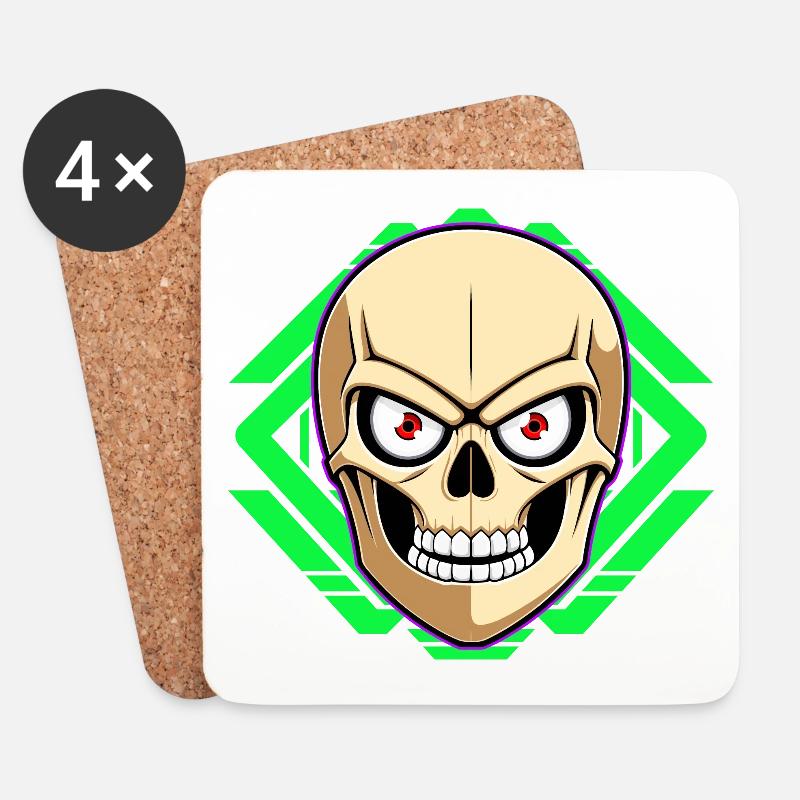 Totenkopf - Untersetzer (4er-Set) - Weiß