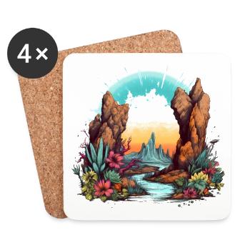 Felsen und Blumen - Untersetzer (4er-Set) - Weiß - Vorne