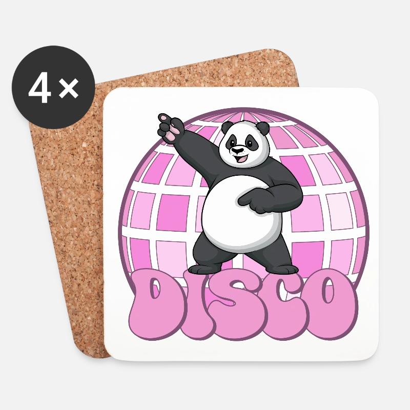 Panda Bär Tanzen Disco Party 70er Jahre Discokugel - Untersetzer (4er-Set) - Weiß