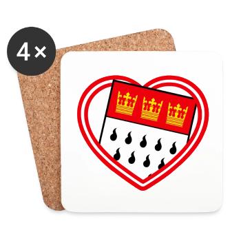 Herz koln - Untersetzer (4er-Set) - Weiß - Vorne