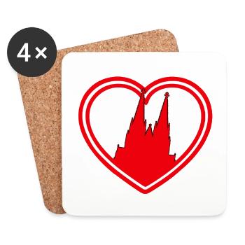 Herz Koln 2 - Untersetzer (4er-Set) - Weiß - Vorne