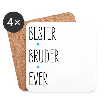 Bester Bruder Ever, Familie Geburtstag Weihnachten - Untersetzer (4er-Set) - Weiß - Vorne