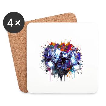 Herens Arena, cow of herens - Coasters (set of 4) - white - Front