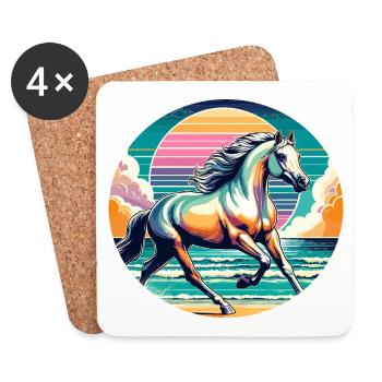 Art du cheval arabe - Dessous de verre (lot de 4) - blanc - Devant