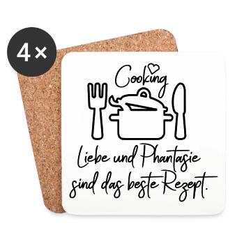 Liebe und Phantasie sind das beste Rezept. - Untersetzer (4er-Set) - Weiß - Vorne