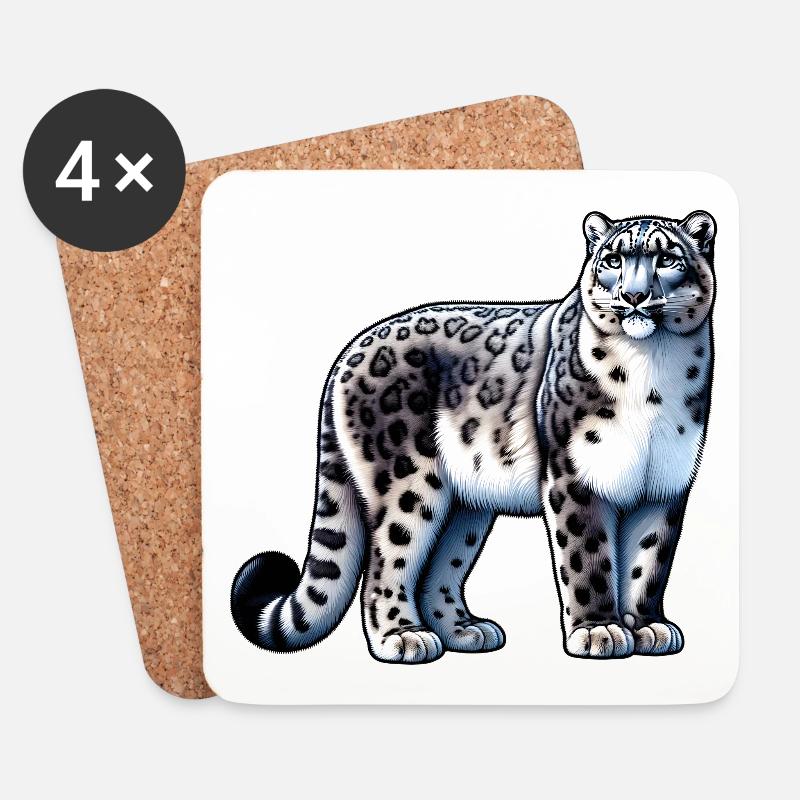 Snow Leopard Leopard White Leopard - Coasters (set of 4) - white