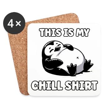 Fettes Pinguin Chill Hemd - Untersetzer (4er-Set) - Weiß - Vorne