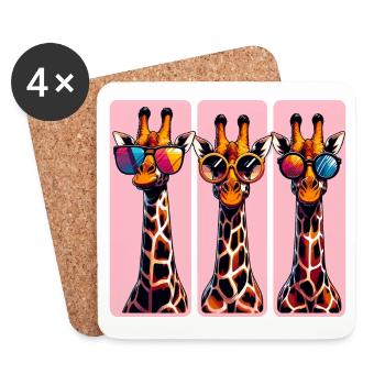 Funny Giraffe Family Giraffe Gift - Coasters (set of 4) - white - Front