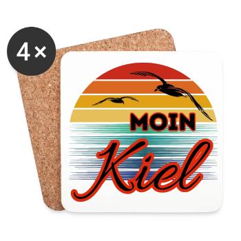 Moin Kiel avec mouette dans un style rétro - Dessous de verre (lot de 4) - blanc - Devant