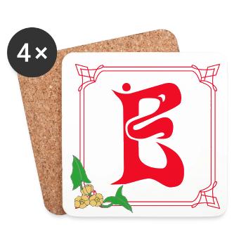 Art Nouveau E Red - Coasters (set of 4) - white - Front