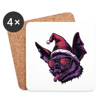 Bat Christmas Funny - Coasters (set of 4) - white - Front