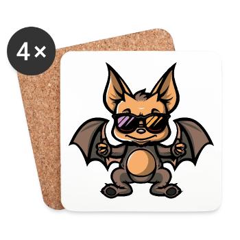 Fledermaus Cool Comic - Untersetzer (4er-Set) - Weiß - Vorne