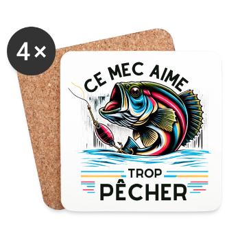ce mec aime trop pêcher - Dessous de verre (lot de 4) - blanc - Devant