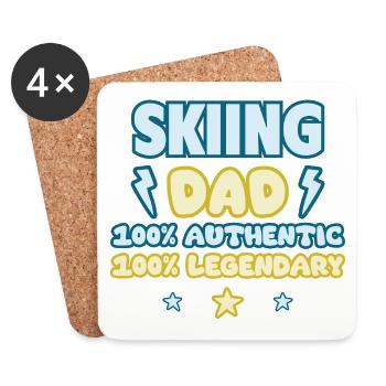 Ski Dad, Cadeau de Fête des Pères, Légendaire - Dessous de verre (lot de 4) - blanc - Devant