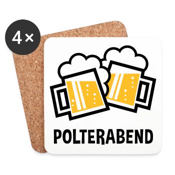 Polterabend (JGA Bier Bayrische Bierkrüge / 2C) - Untersetzer (4er-Set) - Weiß - Vorne
