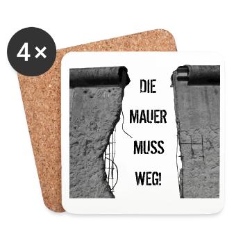 Die Mauer muss weg - Untersetzer (4er-Set) - Weiß - Vorne