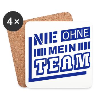 Nie ohne Team (Schriftzug) - Untersetzer (4er-Set) - Weiß - Vorne