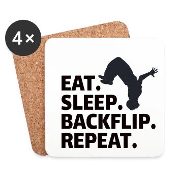 GYMNASTICS: eat,backflip,sleep,repeat - Coasters (set of 4) - white - Front