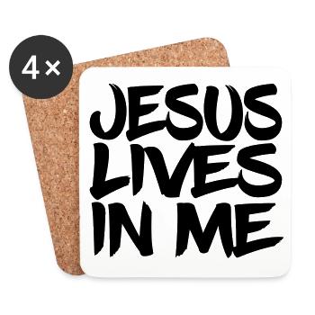 Jesus lebt in mir - Untersetzer (4er-Set) - Weiß - Vorne