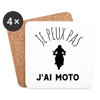 JE PEUX PAS JAI MOTO idée cadeau et tshirt - Dessous de verre (lot de 4) - blanc - Devant