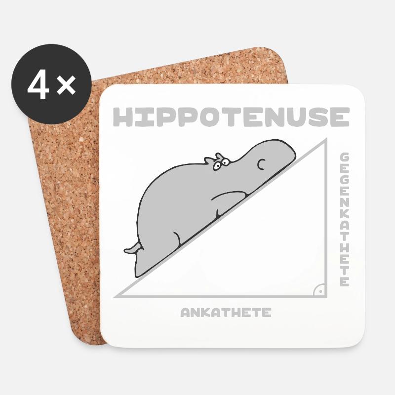 Hippotenuse (Flusspferd-Und-Pythagoras-Edition) - Untersetzer (4er-Set) - Weiß